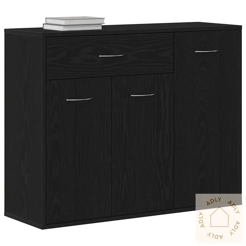 Skjenk Svart Eik 88X30X70 Cm Konstruert Tre