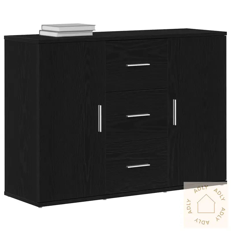 Skjenk Svart Eik 91X29,5X65 Cm Konstruert Tre