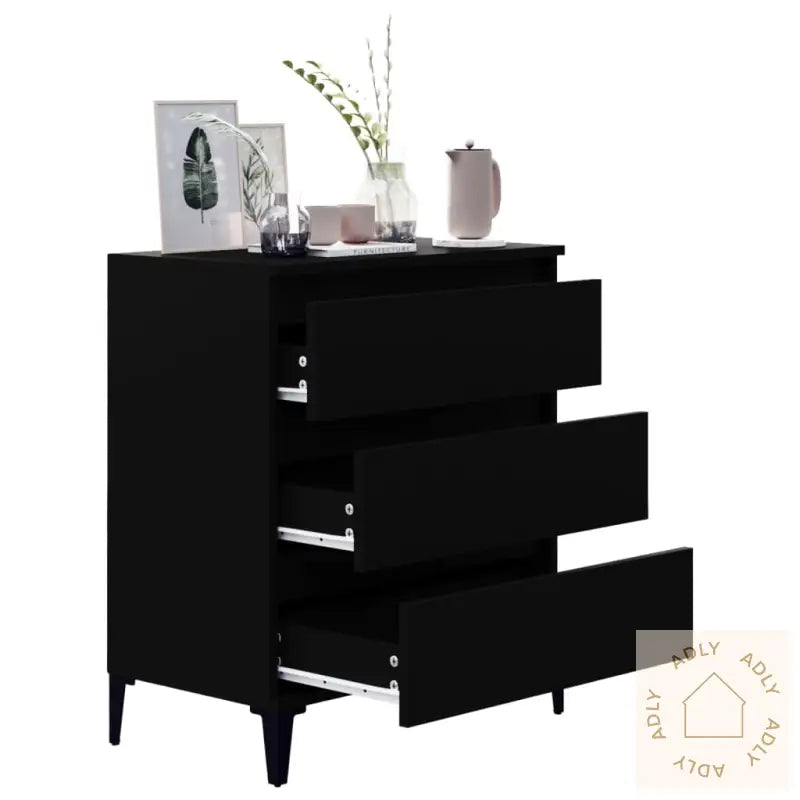 Skjenk Svart 60X35X70 Cm Konstruert Tre