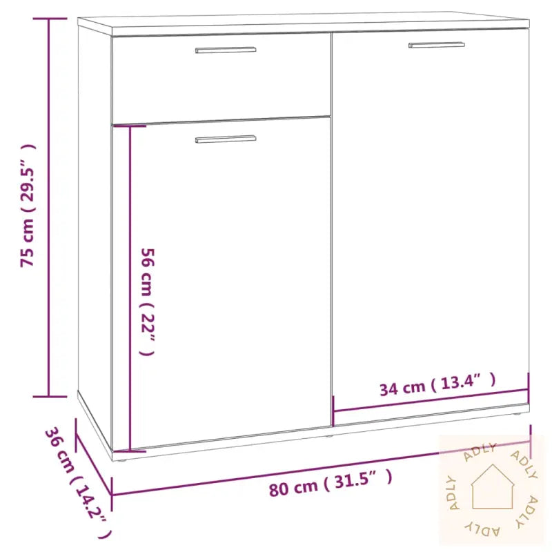 Skjenk Røkt Eik 80X36X75 Cm Konstruert Tre
