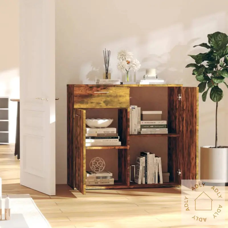 Skjenk Røkt Eik 80X36X75 Cm Konstruert Tre