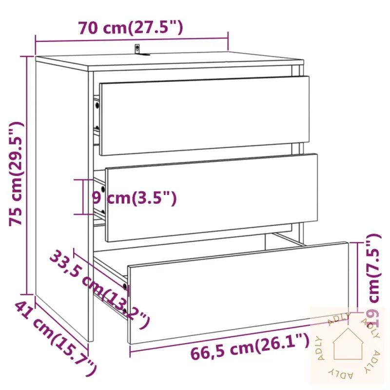 Skjenk Hvit 70X41X75 Cm Konstruert Tre