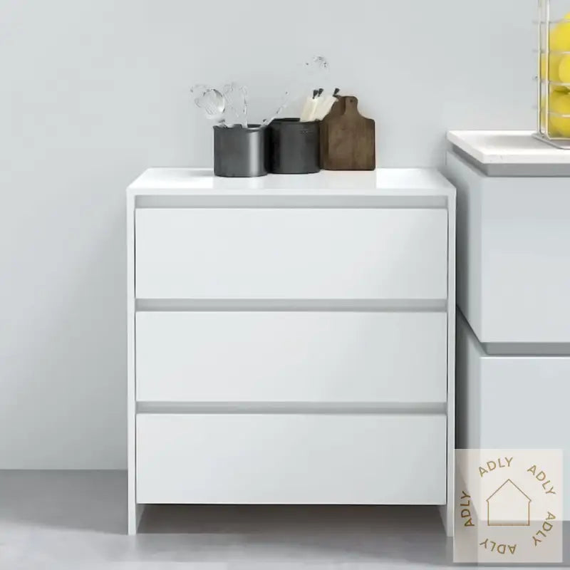 Skjenk Høyglans Hvit 70X41X75 Cm Konstruert Tre