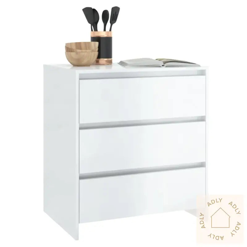 Skjenk Høyglans Hvit 70X41X75 Cm Konstruert Tre