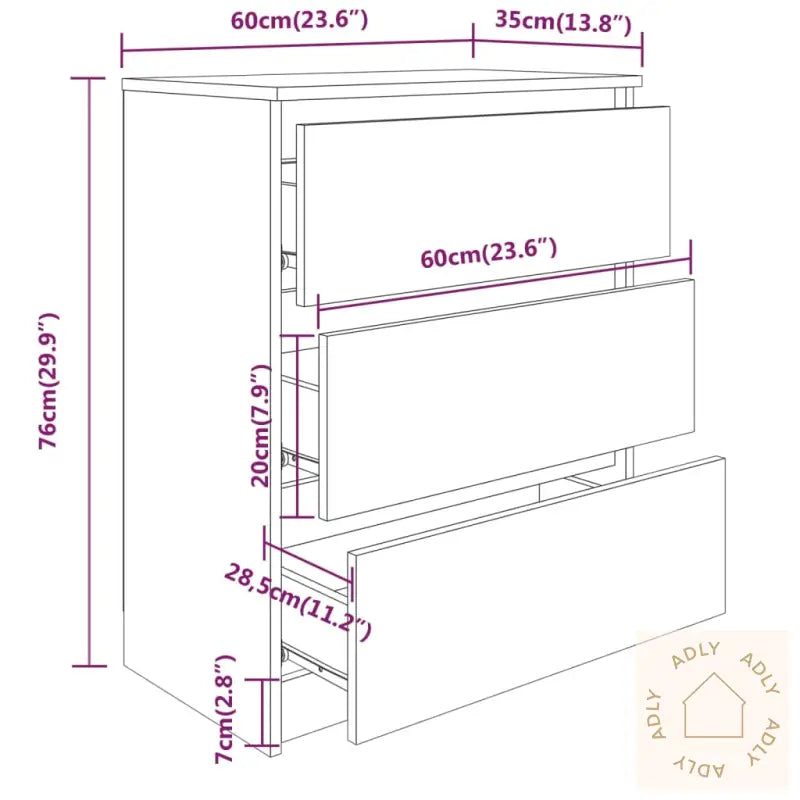 Skjenk Hvit 60X35X76 Cm Konstruert Tre
