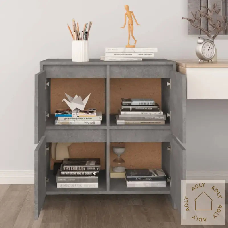 Skjenker 2 Stk Betonggrå 70X41X75 Cm Konstruert Tre