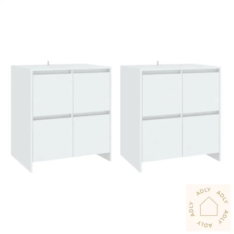 Skjenker 2 Stk Hvit 70X41X75 Cm Konstruert Tre