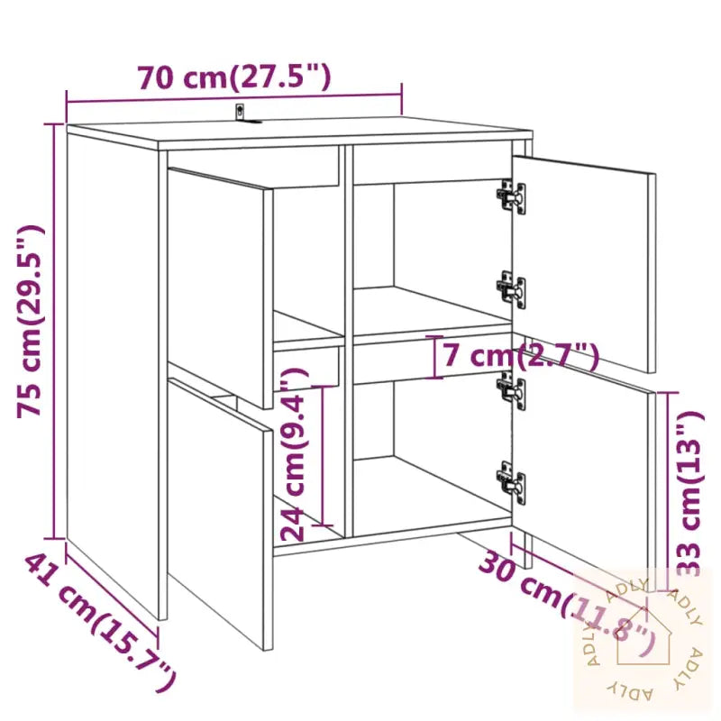 Skjenker 2 Stk Hvit 70X41X75 Cm Konstruert Tre
