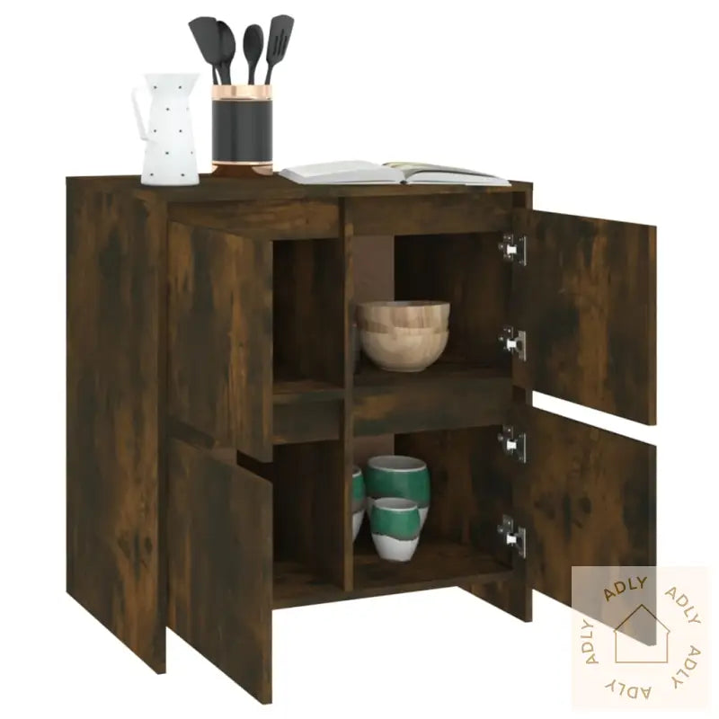 Skjenker 2 Stk Røkt Eik 70X41X75 Cm Konstruert Tre