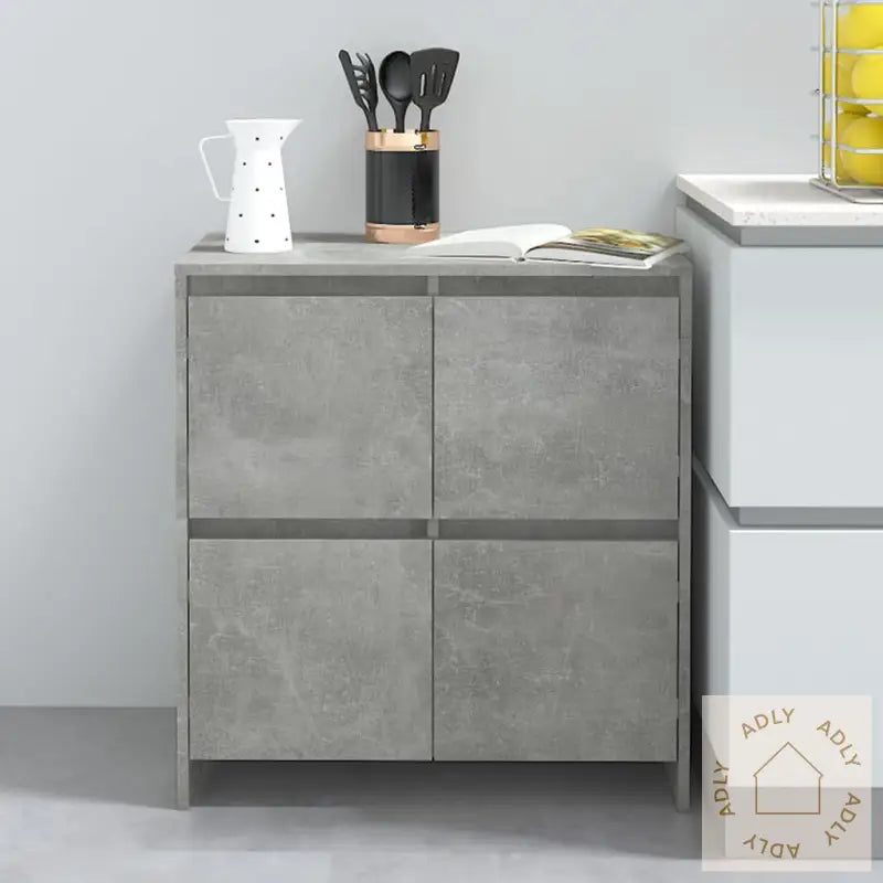 Skjenker 2 Stk Betonggrå 70X41X75 Cm Konstruert Tre