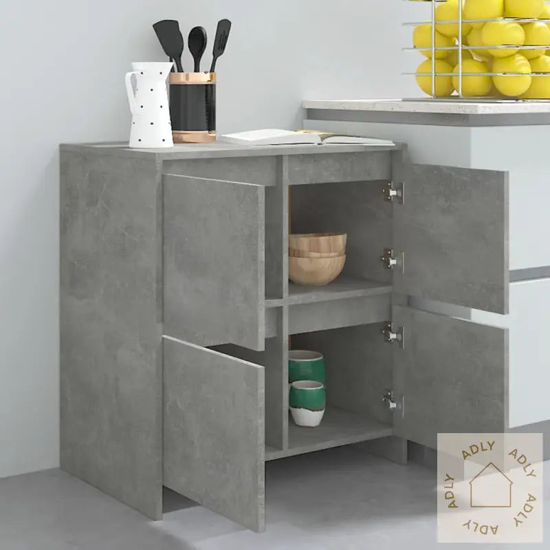 Skjenker 2 Stk Betonggrå 70X41X75 Cm Konstruert Tre