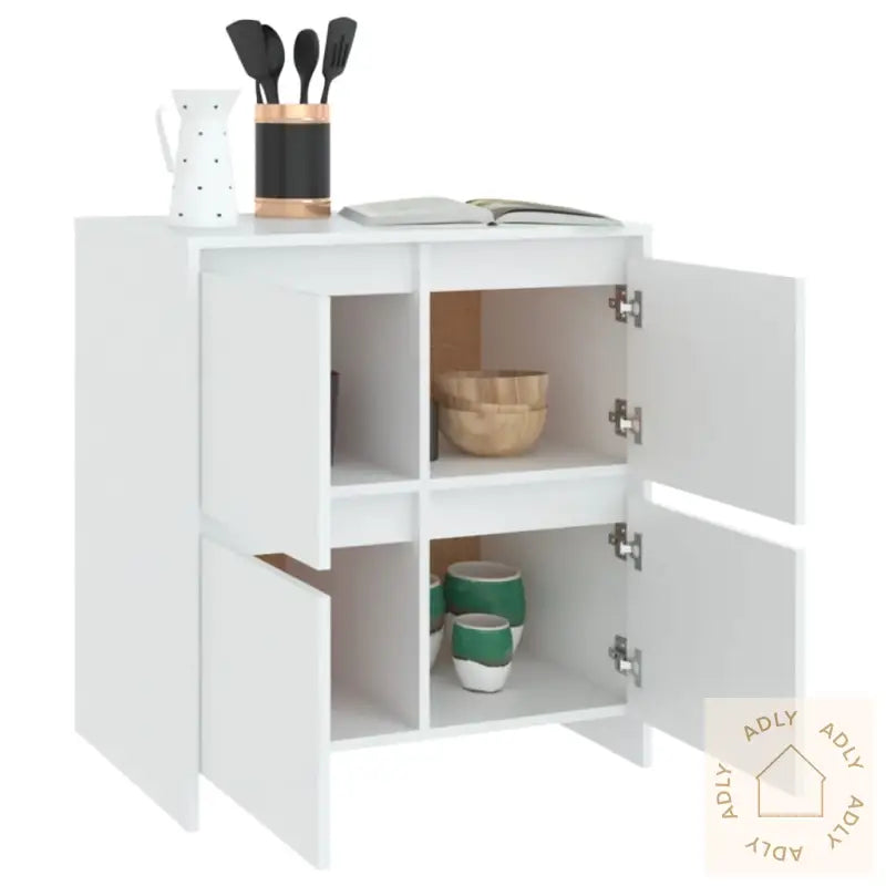 Skjenker 2 Stk Hvit 70X41X75 Cm Konstruert Tre