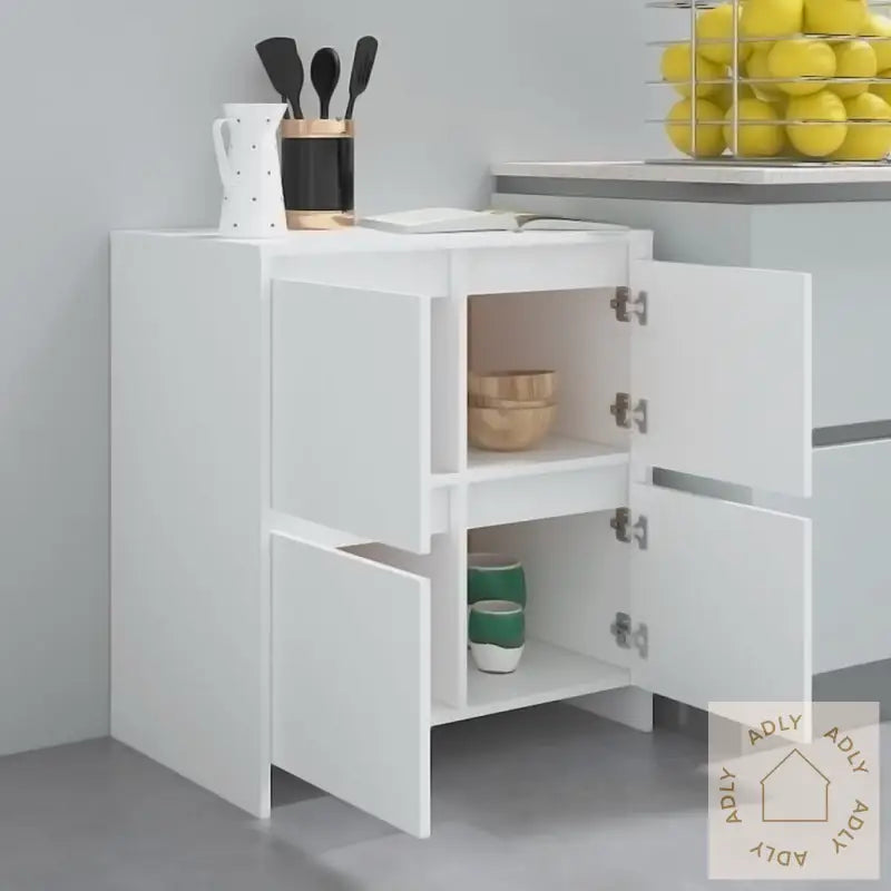 Skjenker 2 Stk Hvit 70X41X75 Cm Konstruert Tre
