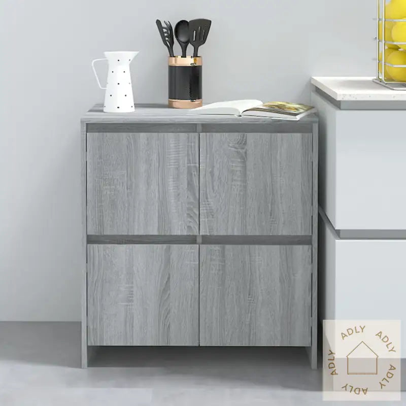 Skjenker 2 Stk Grå Sonoma Eik 70X41X75 Cm Konstruert Tre