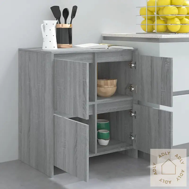 Skjenker 2 Stk Grå Sonoma Eik 70X41X75 Cm Konstruert Tre