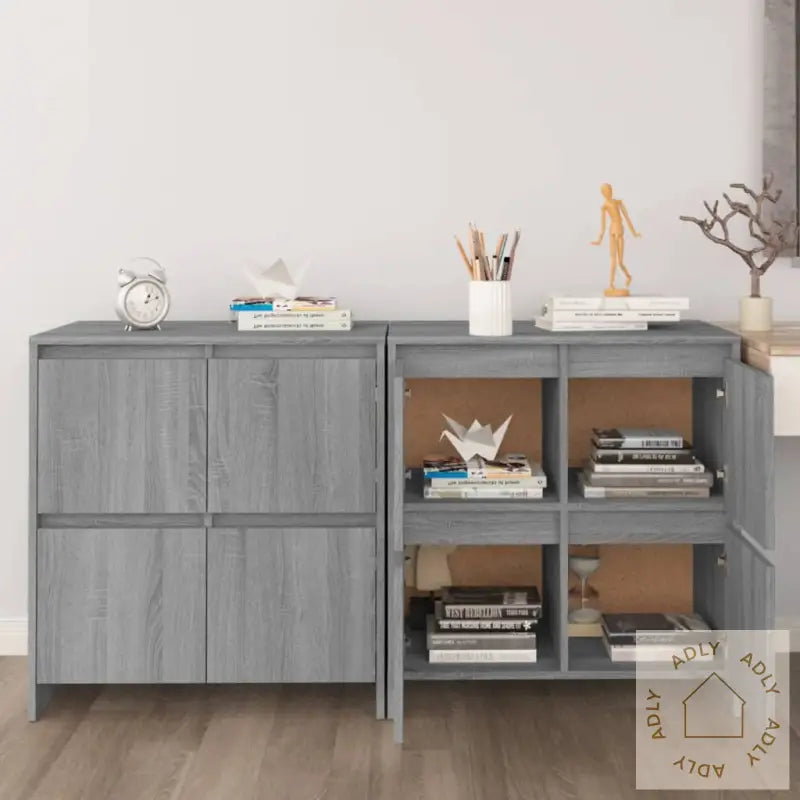 Skjenker 2 Stk Grå Sonoma Eik 70X41X75 Cm Konstruert Tre