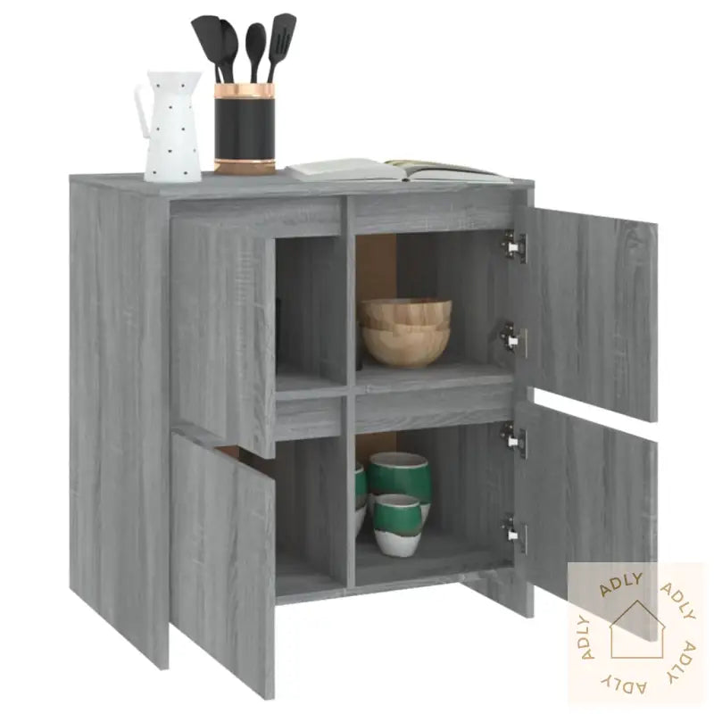 Skjenker 2 Stk Grå Sonoma Eik 70X41X75 Cm Konstruert Tre
