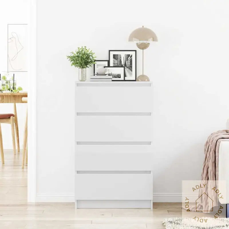 Skjenk Høyglans Hvit 60X35X98,5 Cm Konstruert Tre