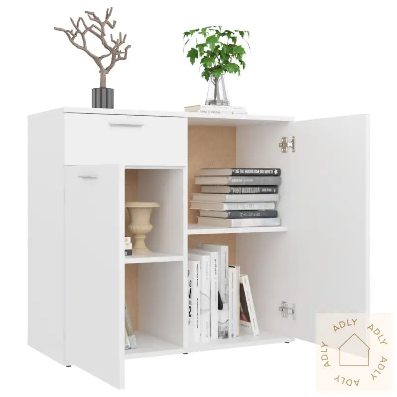 Skjenk Hvit 80X36X75 Cm Konstruert Tre