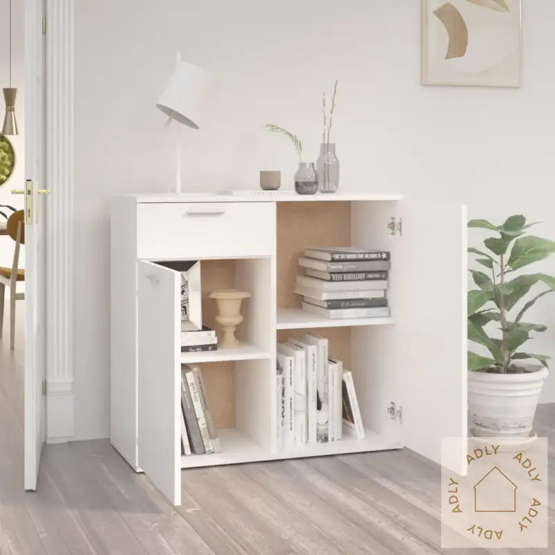 Skjenk Hvit 80X36X75 Cm Konstruert Tre