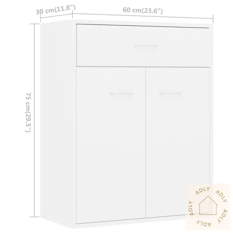 Skjenk Hvit 60X30X75 Cm Konstruert Tre