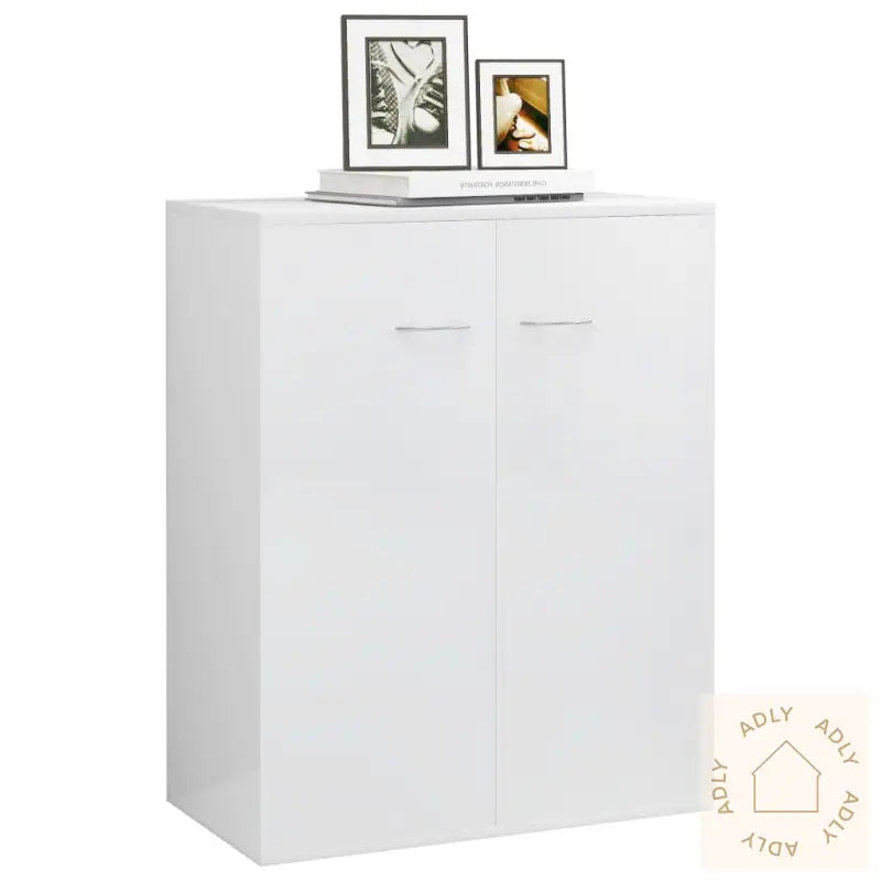 Skjenk Høyglans Hvit 60X30X75 Cm Konstruert Tre