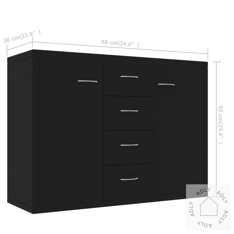 Skjenk Svart 88X30X65 Cm Konstruert Tre