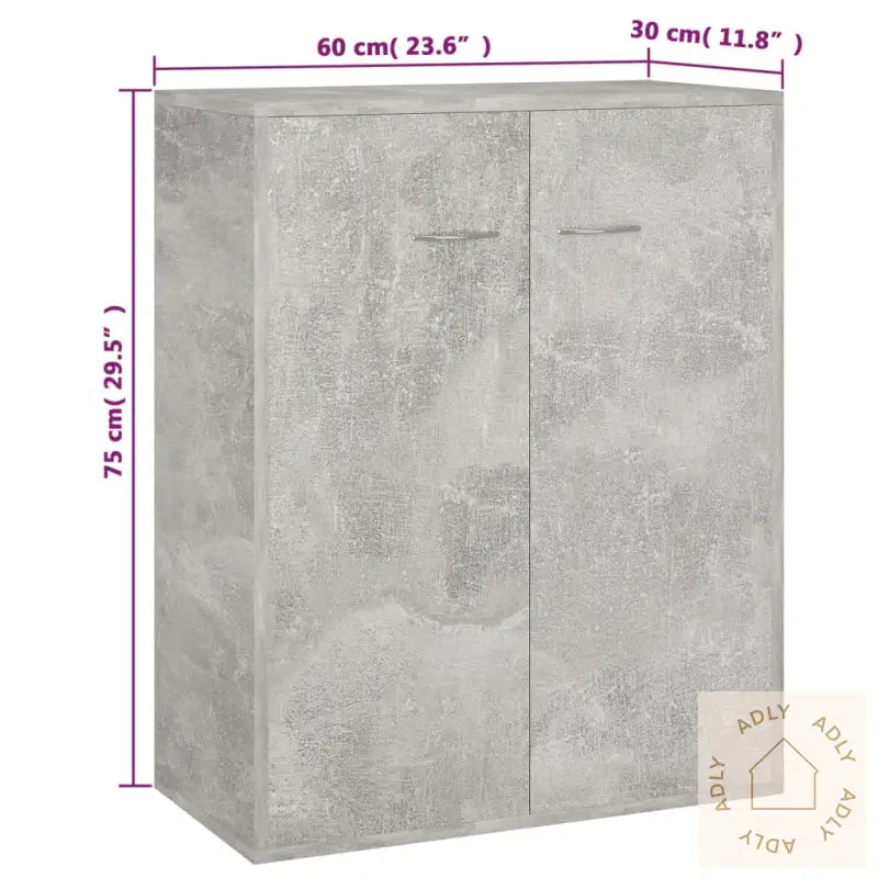 Skjenk Betonggrå 60X30X75 Cm Konstruert Tre