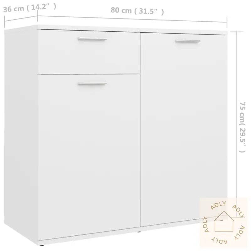 Skjenk Hvit 80X36X75 Cm Konstruert Tre