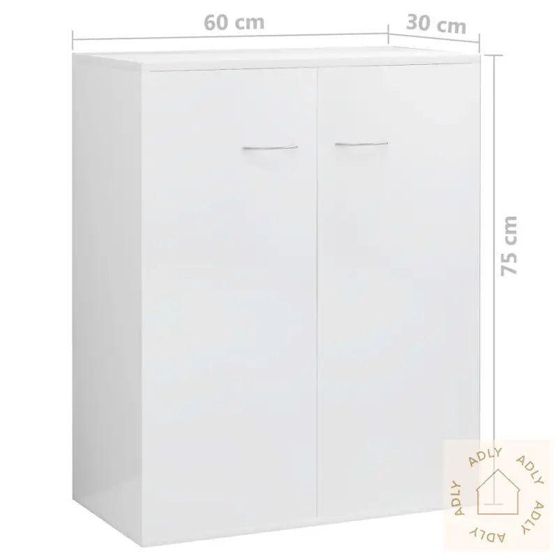 Skjenk Høyglans Hvit 60X30X75 Cm Konstruert Tre