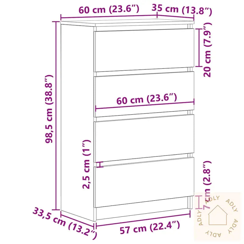 Skjenk Røkt Eik 60X35X98,5 Cm Konstruert Tre
