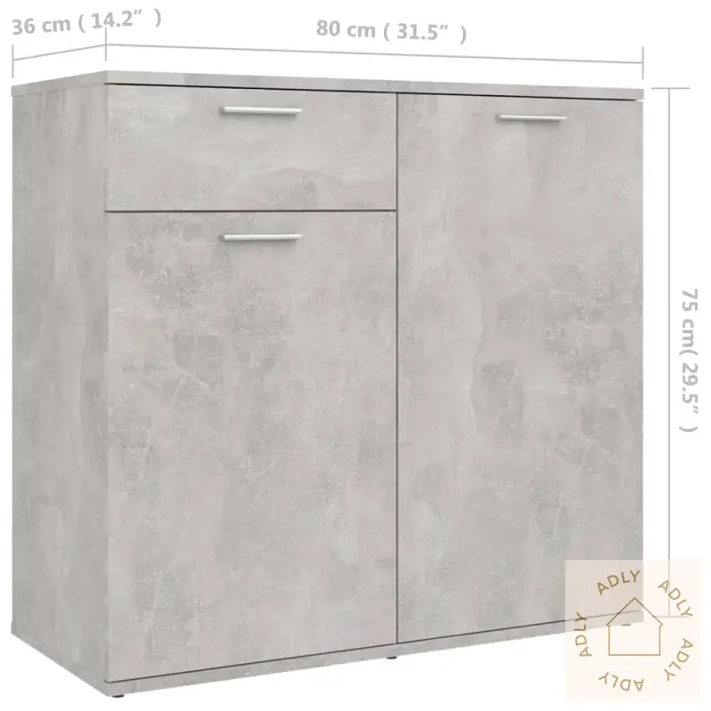 Skjenk Betonggrå 80X36X75 Cm Konstruert Tre