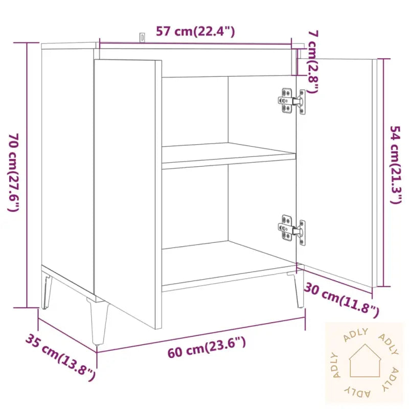 Skjenk Røkt Eik 60X35X70 Cm Konstruert Tre