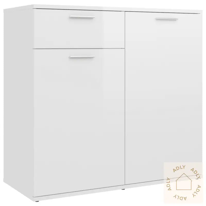 Skjenk Høyglans Hvit 80X36X75 Cm Konstruert Tre