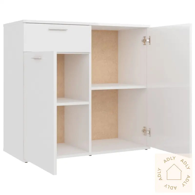 Skjenk Høyglans Hvit 80X36X75 Cm Konstruert Tre