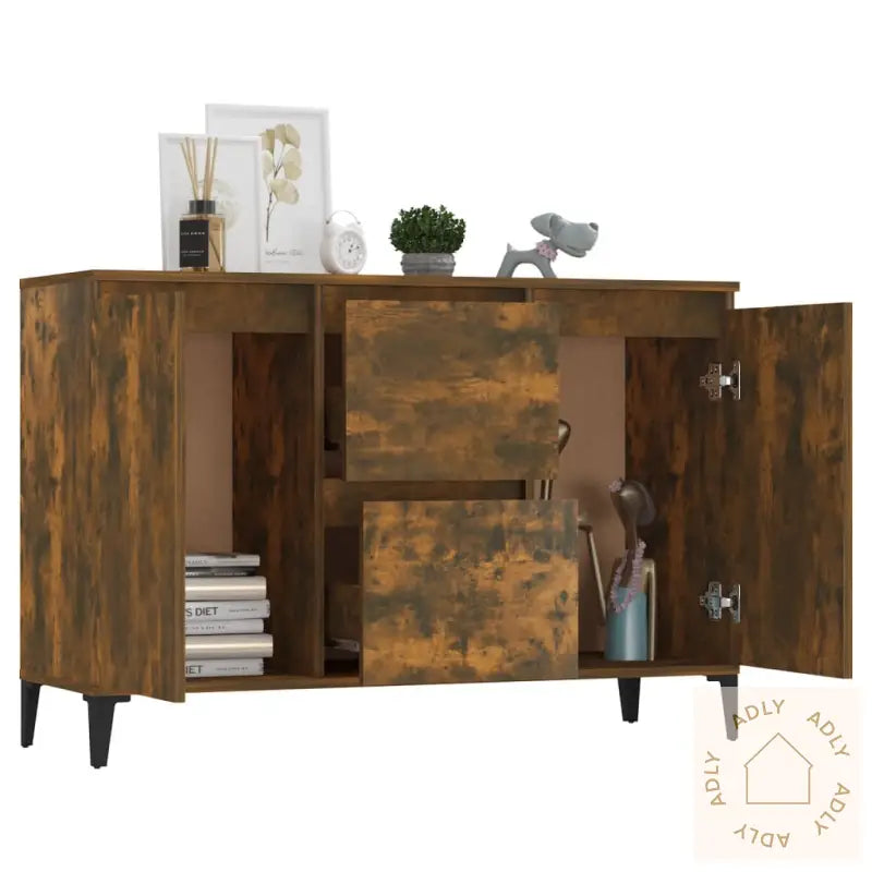 Skjenk Røkt Eik 104X35X70 Cm Konstruert Tre