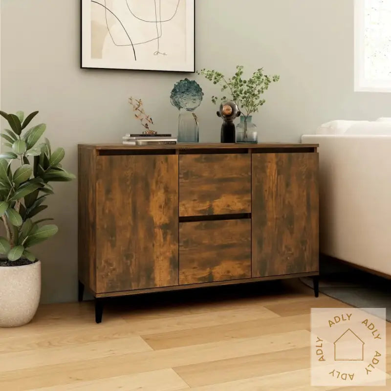 Skjenk Røkt Eik 104X35X70 Cm Konstruert Tre