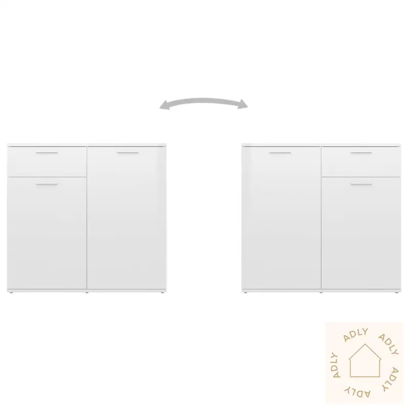 Skjenk Høyglans Hvit 80X36X75 Cm Konstruert Tre