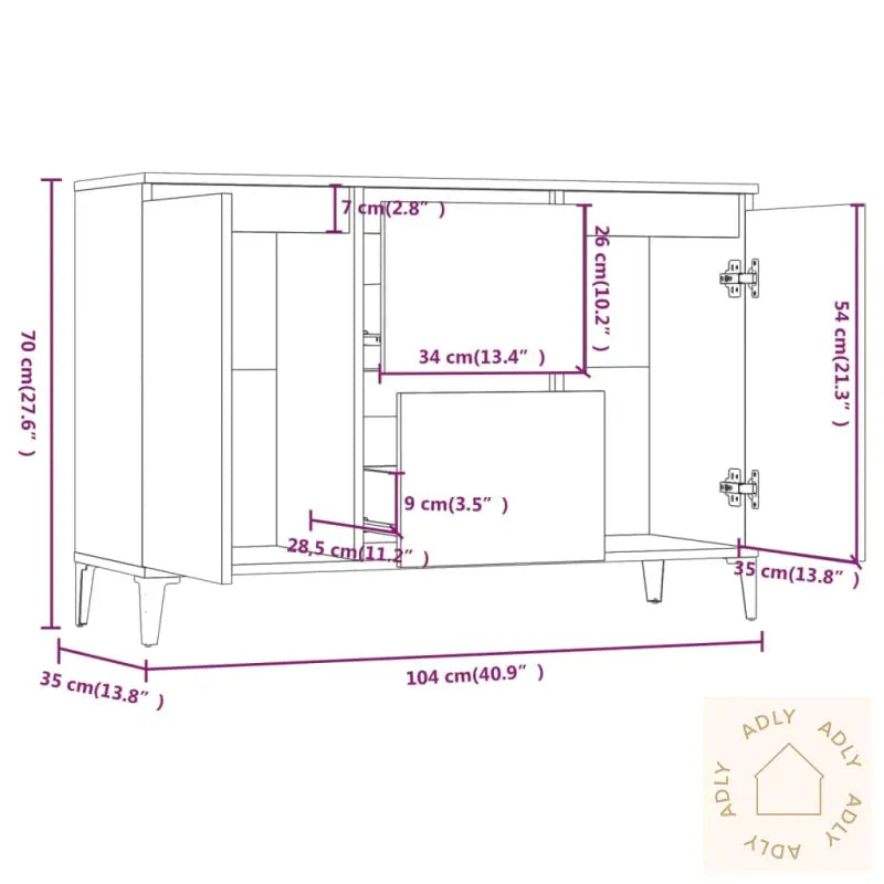 Skjenk Røkt Eik 104X35X70 Cm Konstruert Tre