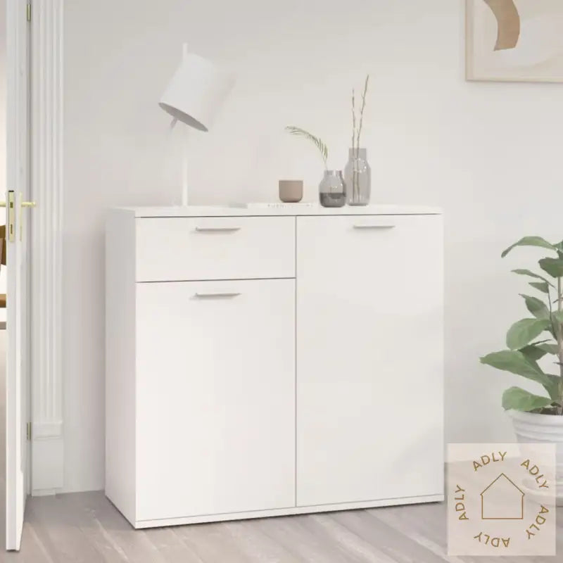 Skjenk Høyglans Hvit 80X36X75 Cm Konstruert Tre