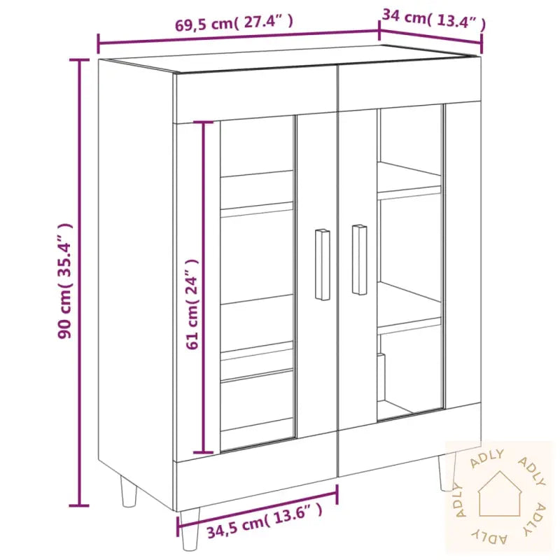 Skjenk Hvit 69,5X34X90 Cm Konstruert Tre
