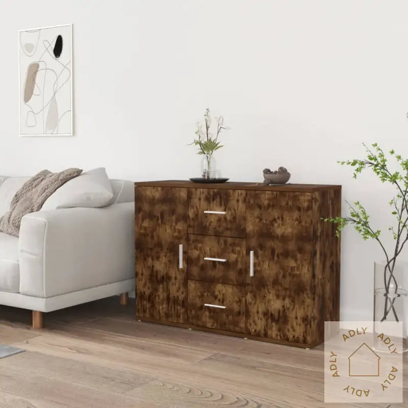 Skjenk Røkt Eik 91X29,5X65 Cm Konstruert Tre