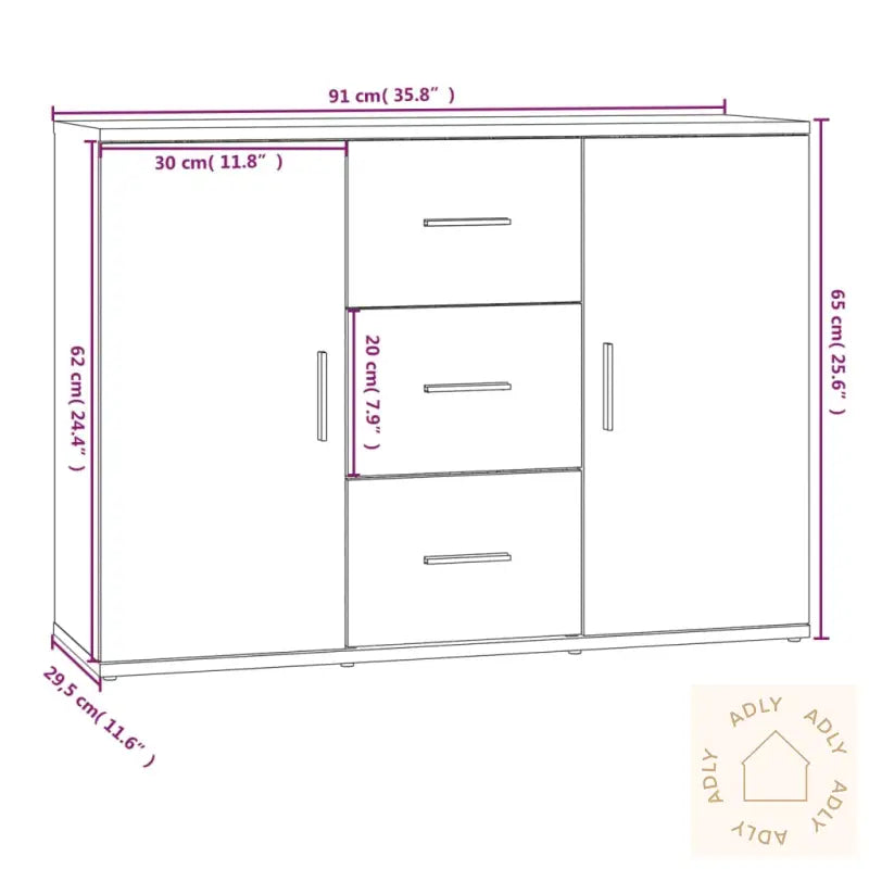 Skjenk Røkt Eik 91X29,5X65 Cm Konstruert Tre