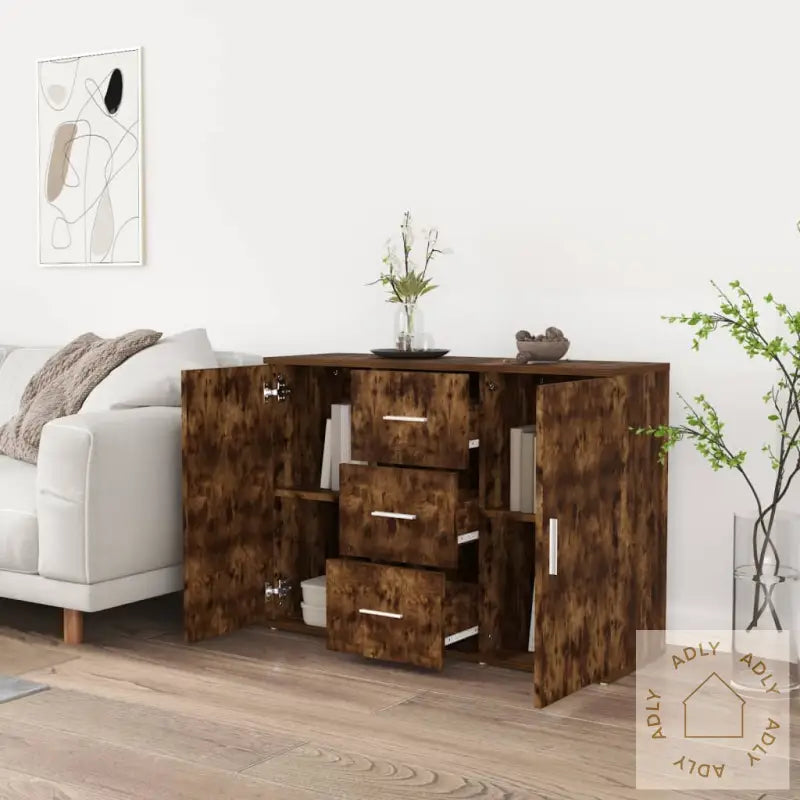 Skjenk Røkt Eik 91X29,5X65 Cm Konstruert Tre