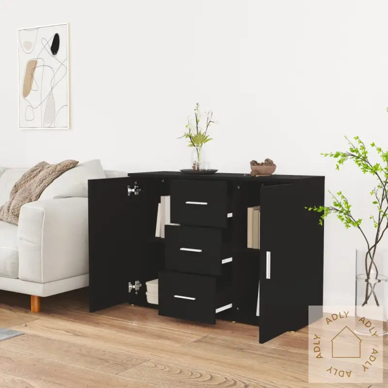 Skjenk Svart 91X29,5X65 Cm Konstruert Tre