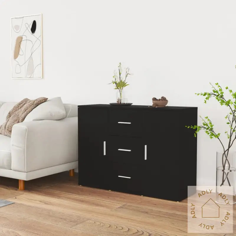 Skjenk Svart 91X29,5X65 Cm Konstruert Tre