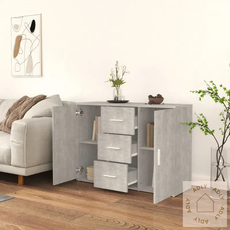 Skjenk Betonggrå 91X29,5X65 Cm Konstruert Tre