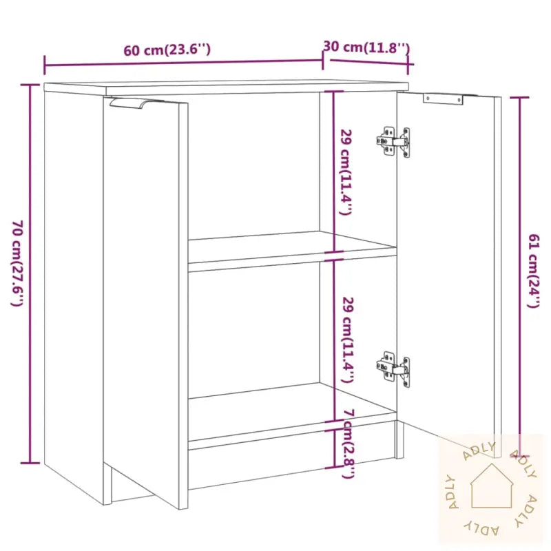 Skjenk Svart 60X30X70 Cm Konstruert Tre
