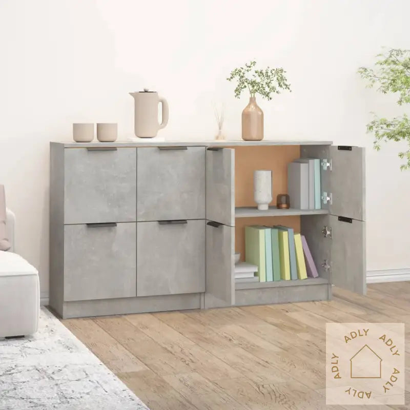 Skjenker 2 Stk Betonggrå 60X30X70 Cm Konstruert Tre