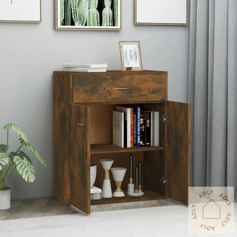 Skjenk Røkt Eik 60X30X75 Cm Konstruert Tre